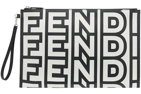 fendi roma large flat pouch|fendi black canvas pouch.